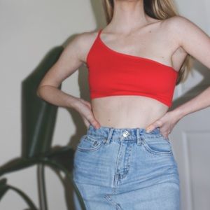 UO Out from Under Red One-Shoulder Bralette
